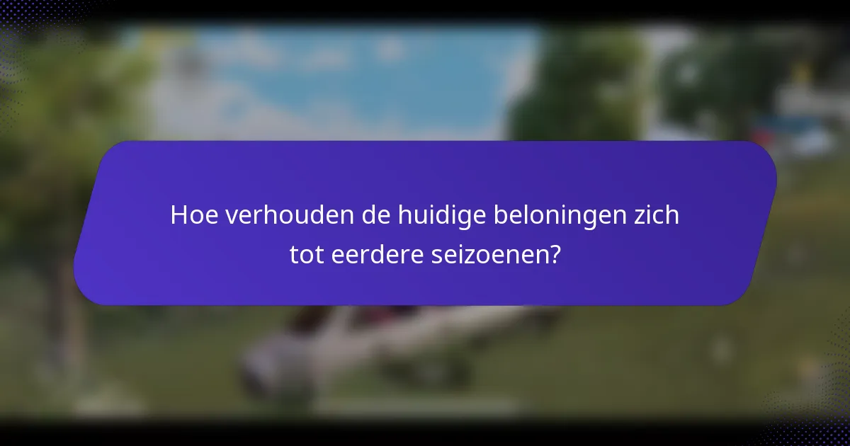 Hoe verhouden de huidige beloningen zich tot eerdere seizoenen?